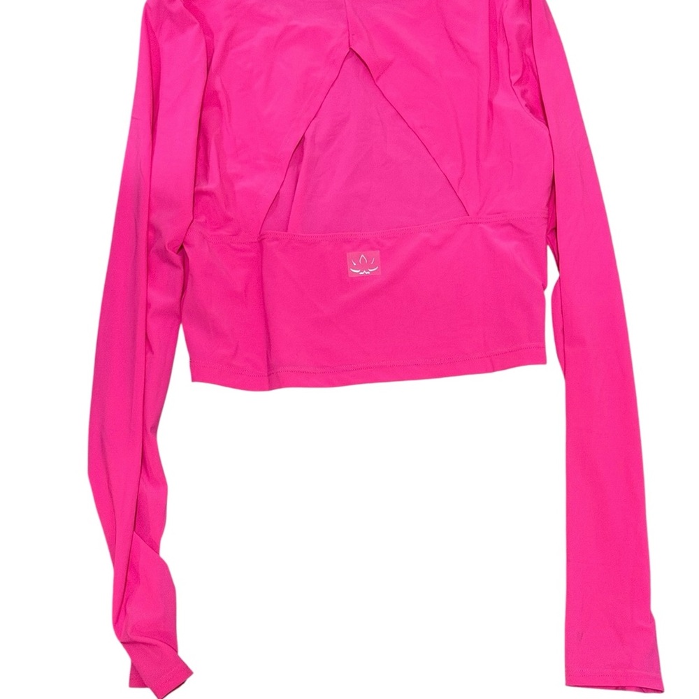 Beyond Yoga open back crop top long sleeve  pink LARGE athleisure barbiecore - Picture 3 of 11